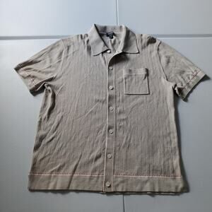Todd Snyder Shirt Mens Large Beige Silk Cotton Short Sleeve Button Up Pocket